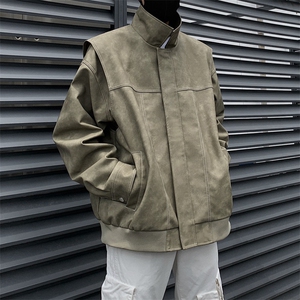 美式复古翻领皮衣外套男美拉德高级感麂皮绒情侣夹克JK232-P85图片
