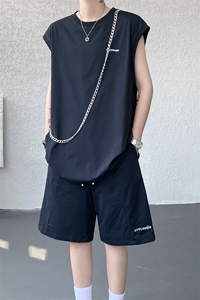 特批P50无差价夏季百搭舒适纯色潮流宽松背心短裤速干套装TZ5591图片