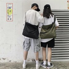 0535新款纯色尼龙港风潮牌大容量男女单肩包复古百搭斜挎包，鞋类箱包男包，星座510A-2