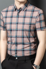 R-GF85228夏季新款男士格子短袖衬衣百搭衬衫商务男装，男装衬衫，电商B360