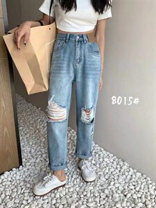 夏季新款，破洞老爹裤图片