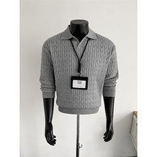 自家假模图B216D1201P752025秋冬男装海鸥领麻花毛衣黑，男装针织衫/毛衣，电商B216（原B302）