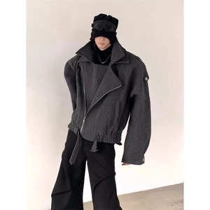 假两件毛呢大衣男加厚短款廓形轻熟风夹克外套1001-1-J885-P85图片