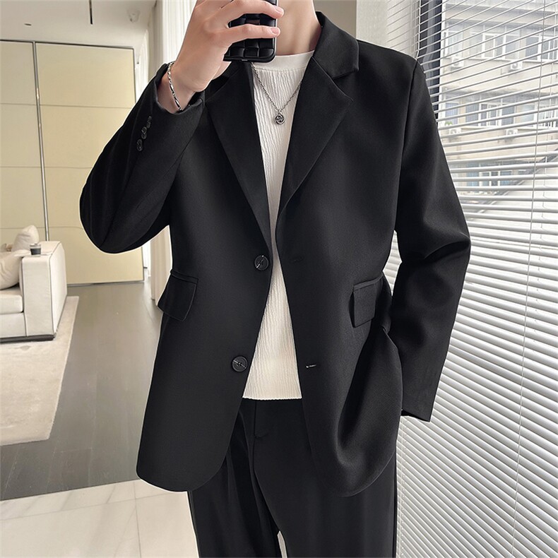 秋季休闲小西服男装外套西服男XF001-P75 控128黑色尺码到4XL图片
