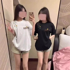 万针全刺绣工艺高品质260克纯棉双纱美式宽松百搭短袖T恤特P33，男装T恤，电商A486-1