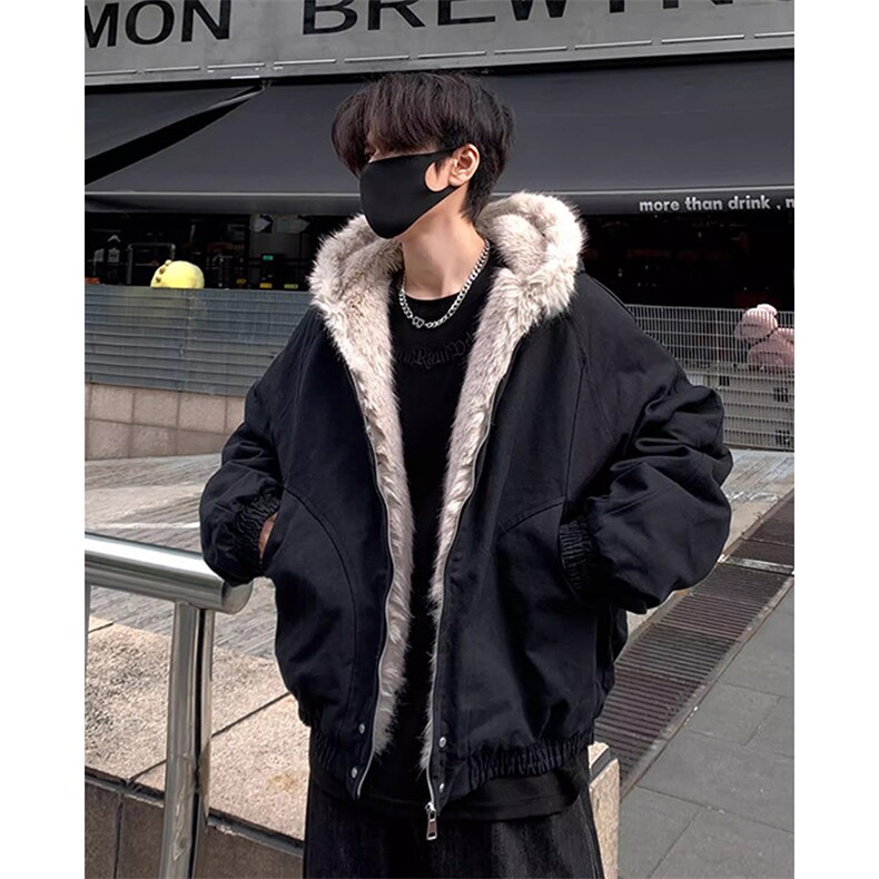 现货高品质美式高街冬季重磅硬挺短款座山雕毛领棉衣男女加厚外套，男装棉衣，电商A486-1