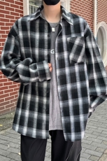 C236/P40秋装新款格子衬衫男格纹衬衣外套潮流百搭上衣，男装衬衫，电商基地A050