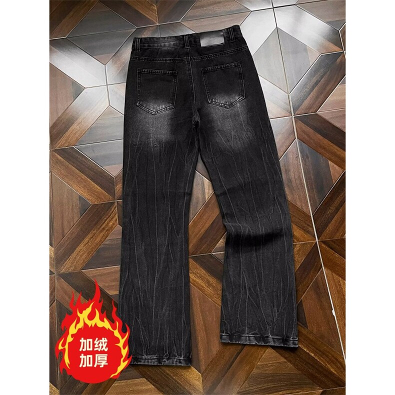 美式复古闪电裂纹牛仔裤加绒加厚直筒裤拖地阔腿裤K8002-P52网图,男装牛仔裤,电商B245