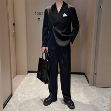秋季红醋酸潮流轻奢西装男禁欲西服西裤两件套装TZ237-P185，男装西服套装，电商B267