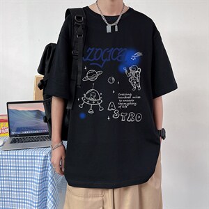 夏季新款港风男女创意字母印花200克纯棉T恤短袖 T05 P25图片