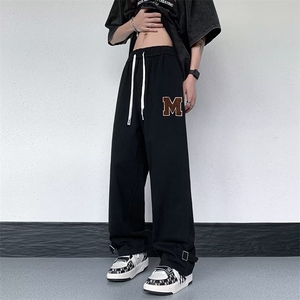 长裤条纹宽松型潮新款运动裤青春流行潮流休闲裤男印花时尚图片