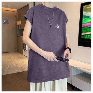可设48小时发货支持抖音得物来样二开240克重磅美式麂皮绒背心t恤图片
