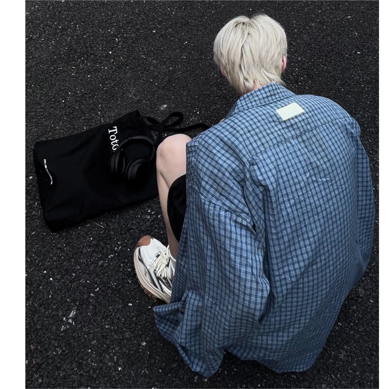 【有货】DY17-P45慵懒风格子衬衫男秋新品简约长袖外搭通勤小衫,男装衬衫,星座603-2