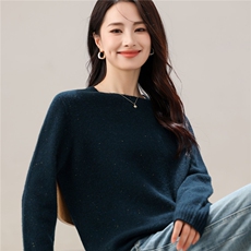 2025年秋季新款彩点加厚针织羊毛圆领上衣时尚休闲通勤百搭，女装羊毛衫，尚达羊绒