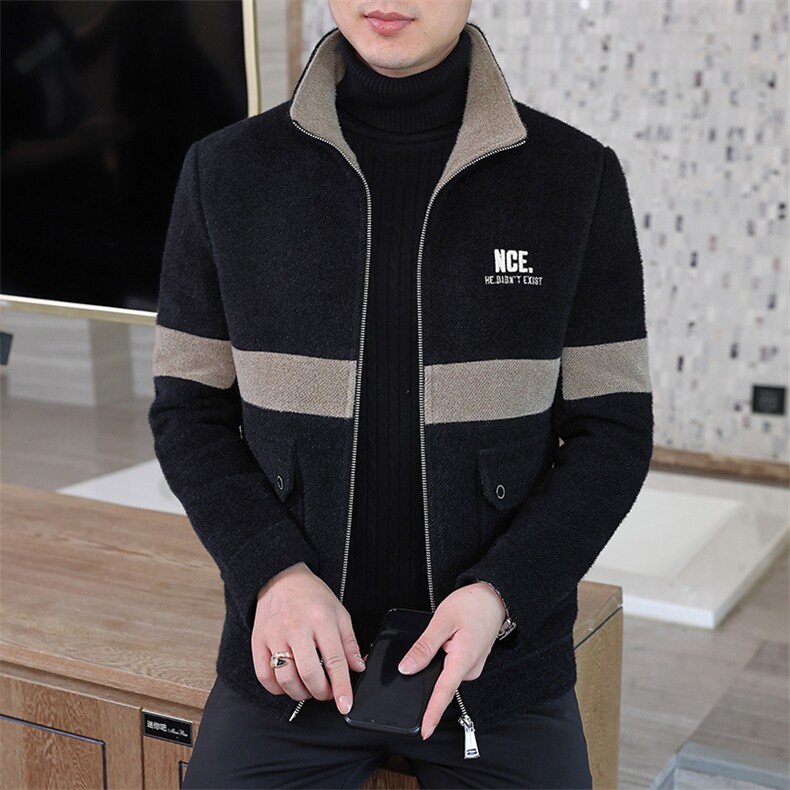 秋冬新款男士毛呢大衣短款修身韩版翻领加棉休闲夹克外套A17P145，男装毛呢大衣，电商B226