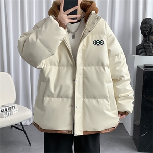 冬季学生潮假两件PU皮棉衣外套加绒保暖棉服男士8132-P145控价188图片