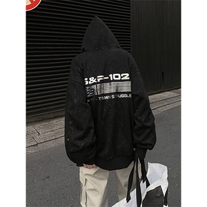 立体印花星空卫衣 CT2314-TP85控价118 宽松高街亮片连帽上衣男图片