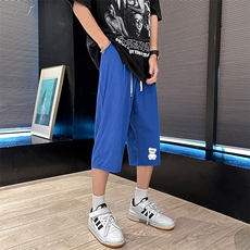 QK72292-P25冰丝七分裤男大码速干短裤男五分裤车景风格，男装休闲裤，电商A040