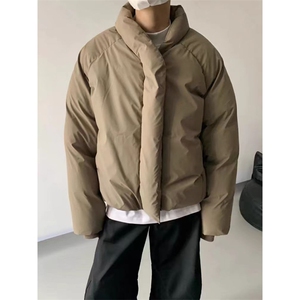 MH02-P125设计感无领棉服简约纯色保暖棉衣加厚外套男