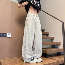 夏季薄款透气休闲裤男宽松户外伞兵裤子美式高街速干冲锋冰丝裤潮，男装休闲裤，四季星座505