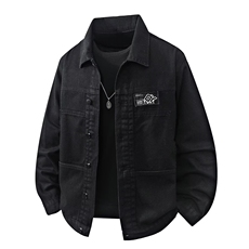 GM6105P65日系复古水洗做旧斜纹棉工装茄克口袋拼色大码翻领外套，男装工装外套，星座1108-5