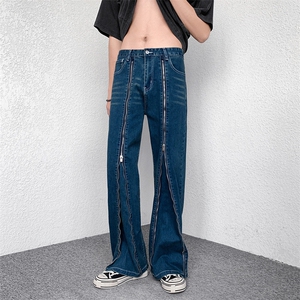 牛仔裤男韩版潮流拉链高街帅2023夏季新款ins宽松休闲裤K1811-P50图片