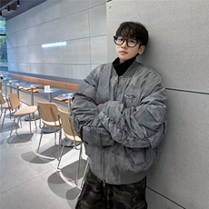 2024时尚复古废土风设计感飞行服棒球服男嘻哈外套夹克潮M8152，男装夹克，星座506