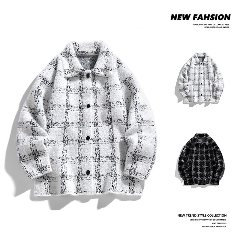 XZ-221/MY965/P115秋冬小香风貂毛针织衫格子毛衣开衫外套，男装针织衫/毛衣，星座221