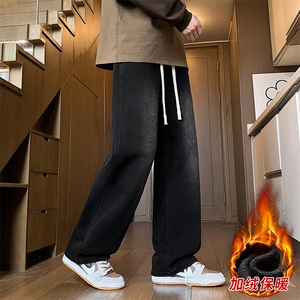 冬季加绒加厚牛仔裤男棉裤秋裤保暖抗寒宽松直筒裤子113-1-P46图片