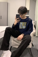 已有版权自家图纯棉情侣宽松圆领刺绣卫衣T恤男女WY18-特P35控58，男装T恤，星座205-5