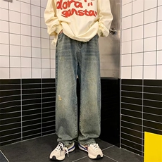 牛仔裤男秋季潮大码宽松休闲裤子高街WH29P42，男装牛仔裤，星座1116-2