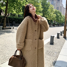 新款针织立领皮毛一体外套2C110-H9787-P265-K398，女装皮草，2C110
