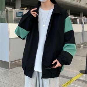 JK3013/P55春装撞色港风夹克男女宽松外套大码潮流男上衣图片