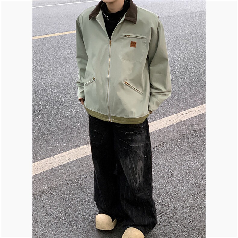 男秋冬翻领夹克青年休闲拼接设计感时尚帅气工装外套JK0676-P68,男装夹克,星座308B-1