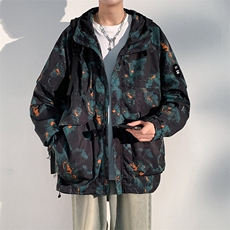 春秋户外冲锋衣男女同款防风防水连帽工装外套登山服夹克2481-P75，男装夹克，星座1403B