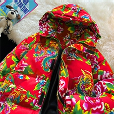 连帽东北大花棉衣外套风汉服宽松棉服棉袄保暖A1P-85，男装棉衣，电商A128