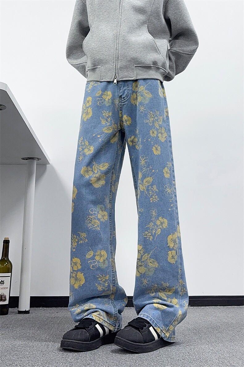 B221美式ins高街暗黑绣花宽松直筒牛仔裤LK25578-特P45控78,男装牛仔裤,电商B221