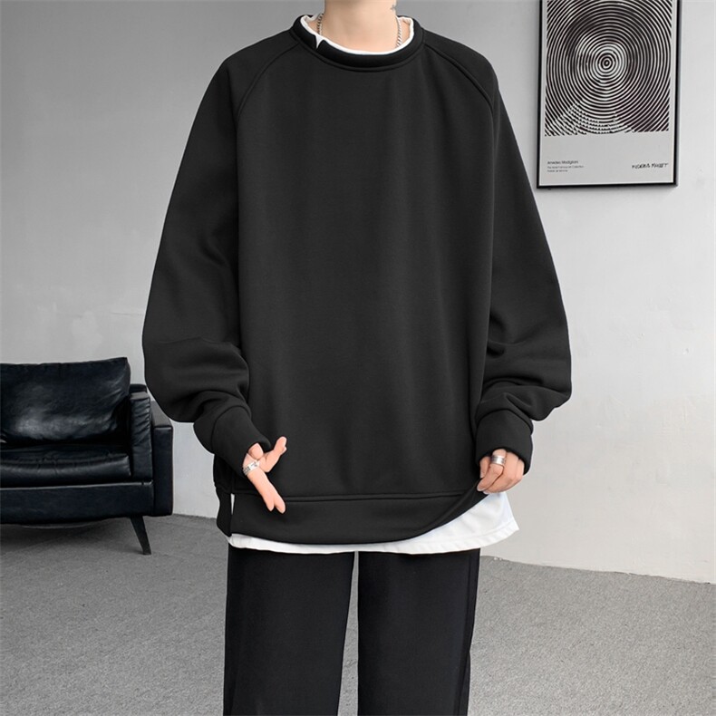 8XL-M假两件卫衣加肥加大码重磅拼接外套圆领套头WY5103P55加绒65,女装短外套,电商B238