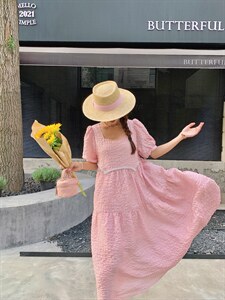 主推大货质感粉色仙女裙251-25117-P105-K158