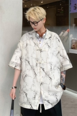 新中式2024盘口提花冰丝垂感短袖衬衫男女情侣衬衣薄外套S311P48，男装T恤，电商A233-1