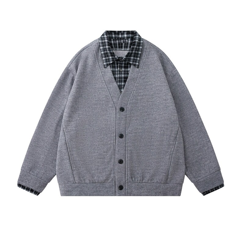 1506-1/MA2661/P77韩系假两件新款潮外套男女日系开衫针织懒惰风,女装短外套,星座1506-1