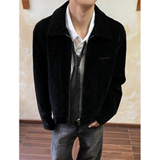 鹿皮绒PU皮衣行政夹克男棕色外套韩系轻奢工装飞行员W5053，男装夹克，星座1116A（原606A-3）