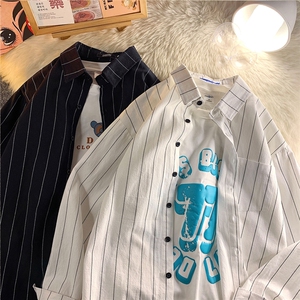 222春加厚版16支洗水条纹衬衫男长袖大码休闲衬衣cc127P40