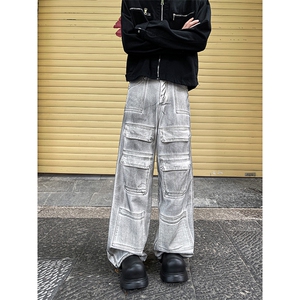 美式街头工装牛仔裤男直筒宽松欧美高街vibe风长裤子N884-P60图片