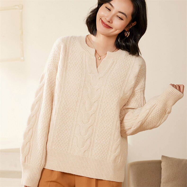 2024秋装新款V领女修身显瘦长袖内搭打底羊毛毛衣，女装羊毛衫，北娇羊绒