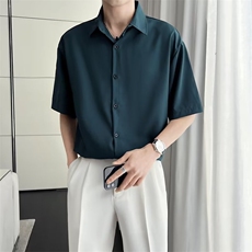 短袖衬衫男夏季冰丝衬衣男生上衣服潮休闲外套寸衫310B-1C06-P30，男装T恤，星座310B-1