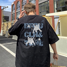 可48小时发货支持抖音得物来样二开美式满天星亮片短袖T恤MTX667，男装T恤，电商A486-1