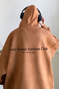 ！麂皮绒连帽卫衣 直播品质重磅400克Aury印花JL7110-P45图片