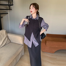C051-衬衫马甲半身裙三件套-T668-P170-K248，女装套装/套裙，2C051