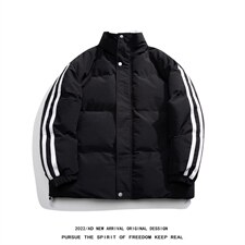 !白底冬季新款侧边两条杠保暖百搭立领棉衣MY355P115控158，男装棉衣，电商A247-1